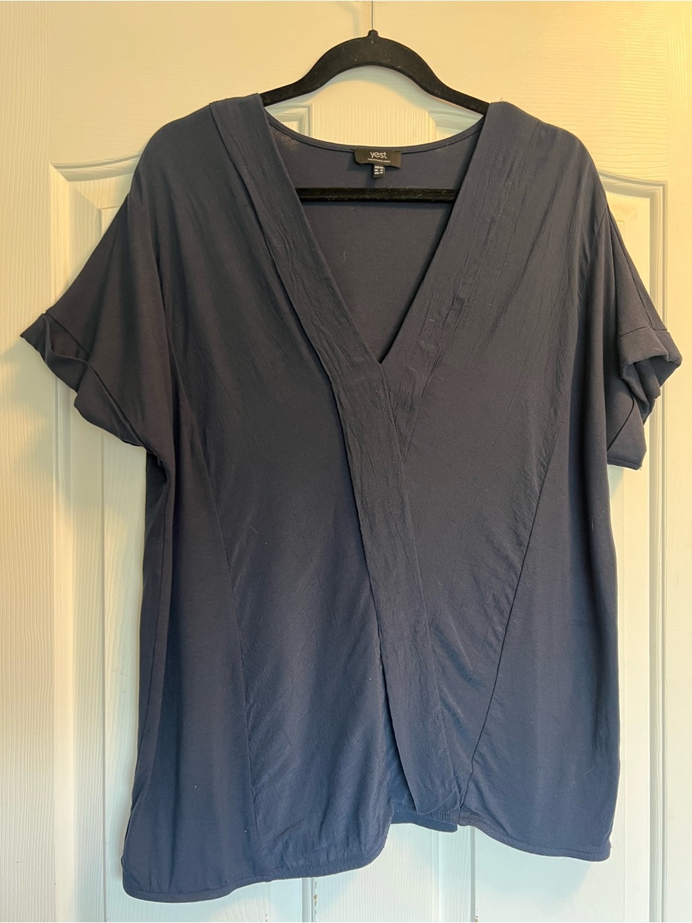 Yest Netherlands V-Neck Draped Short Sleeve Top